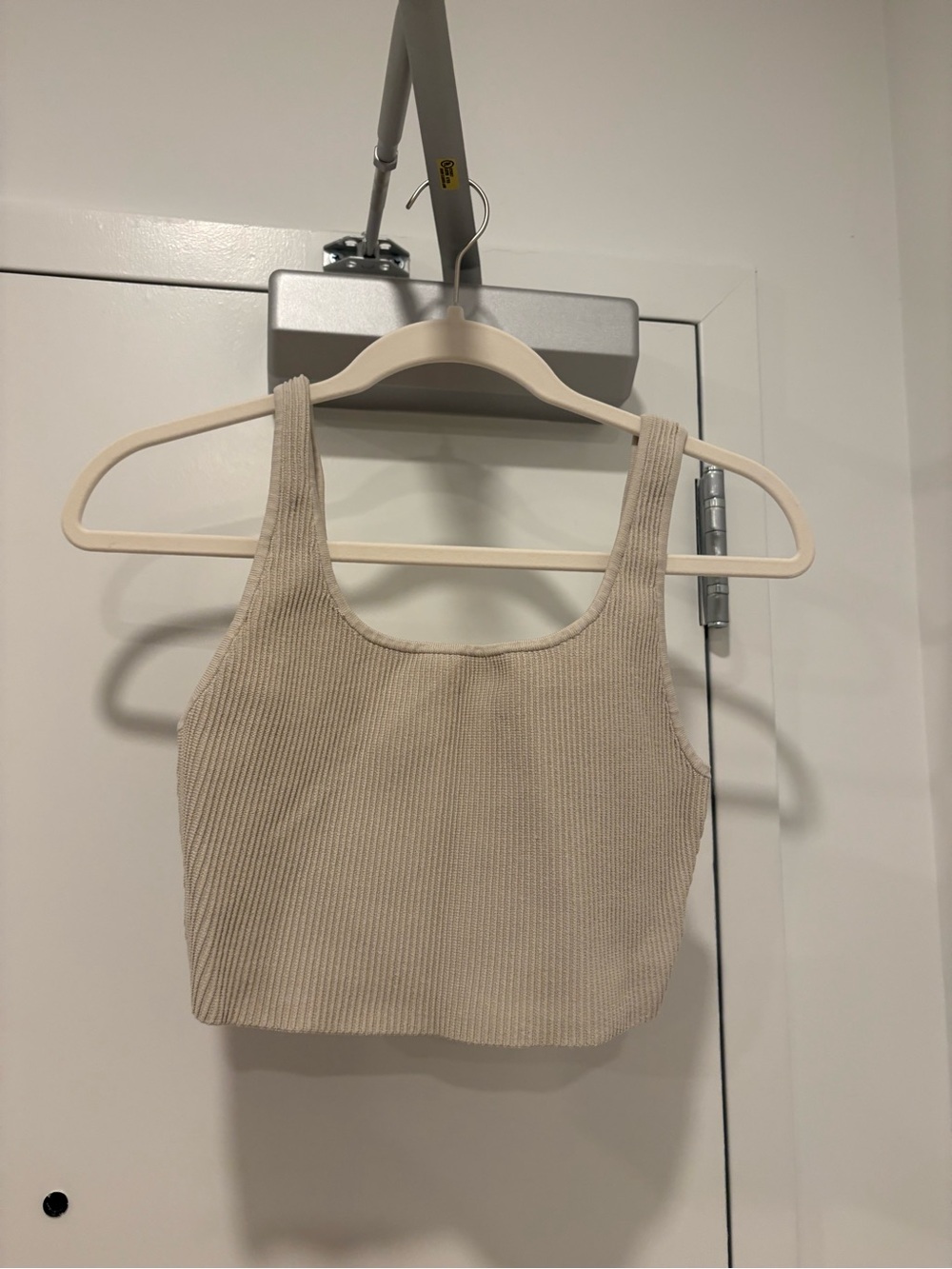 Babaton Ribbed Square-Neck Crop Tank - Beige - Picture 3 of 3